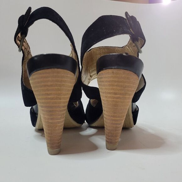 Hush Puppies Black Suede Leather Heeled Sandals - Picture 12 of 15